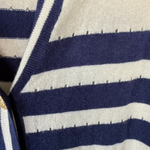J. Crew Cashmere Oversized Striped Gold button cutout Cardigan size S - Picture 7 of 8